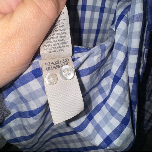 Goodthreads Navy and White Plaid Slim Fit Casual Shirt Medium - Picture 5 of 5